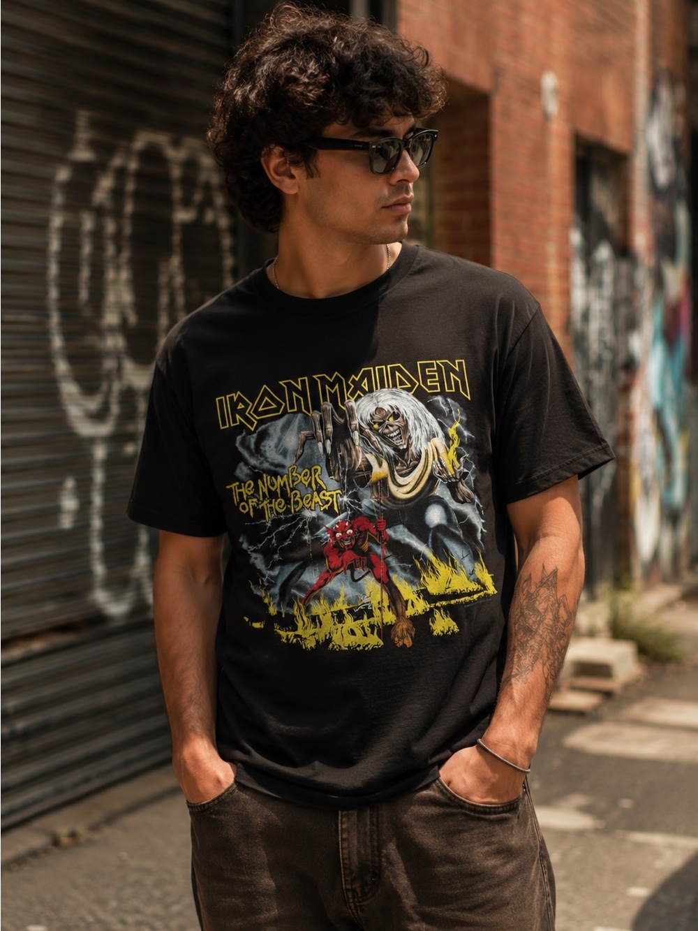 Iron Maiden The Number of the Beast T Shirt Men's Medium Black Band Tee 2021